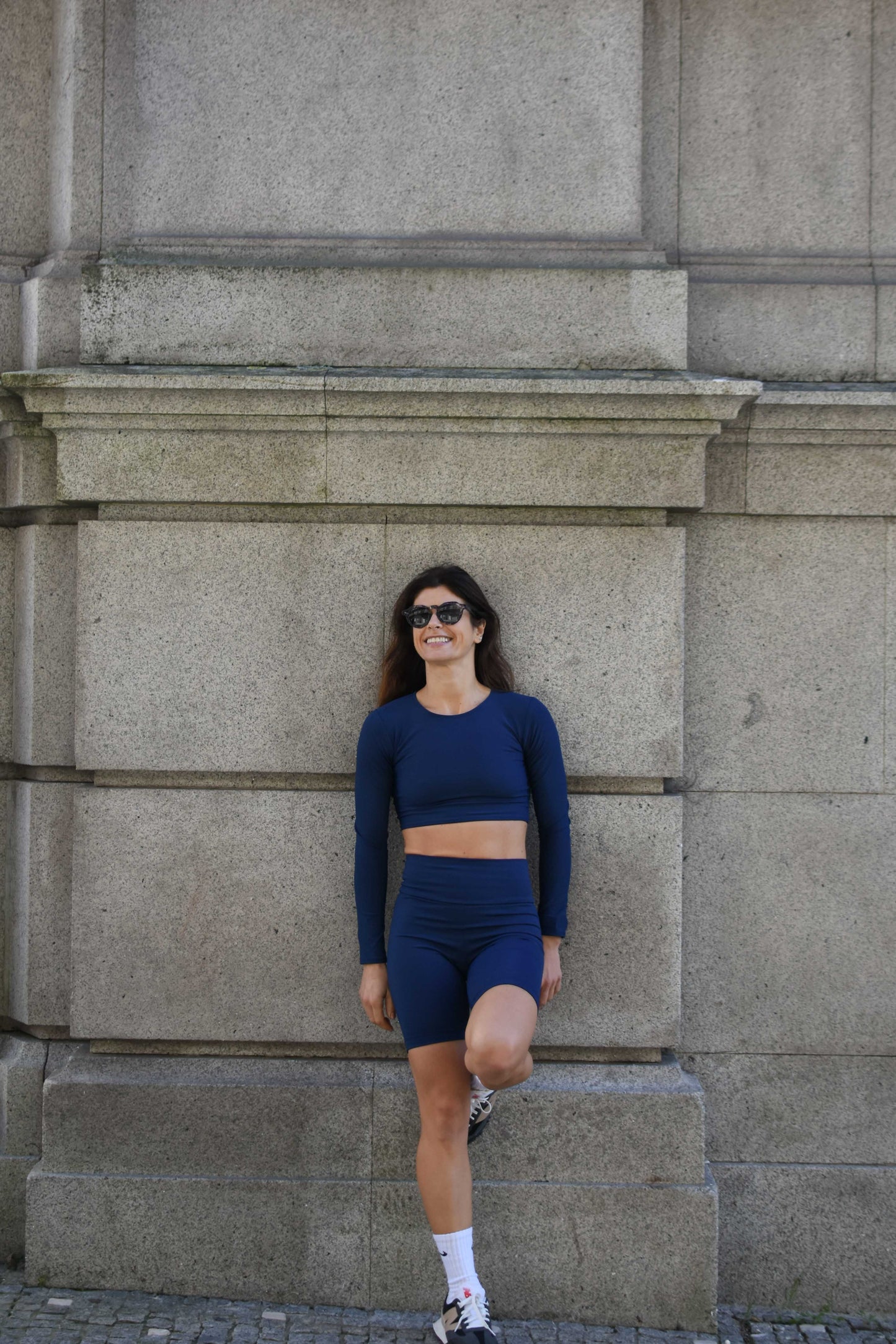 Crop Long Sleeve in Midnight Blue